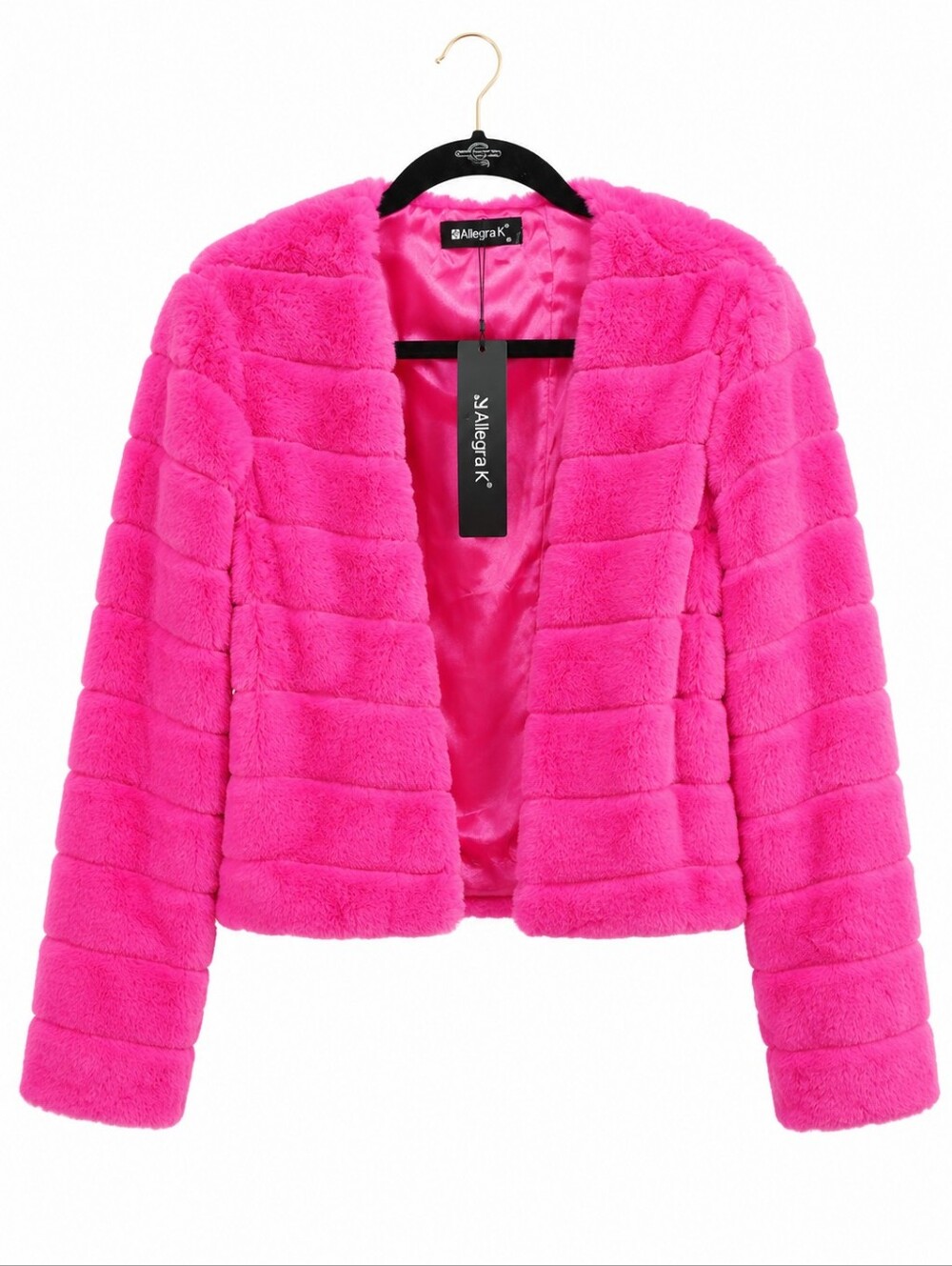 Allegra K Bright Pink Faux Fur Jacket – Size  XL– New With Tags